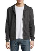 Marled Knit Zip Hoodie, Black