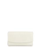 June Lizard-embossed Leather Flap-top Clutch Bag, White