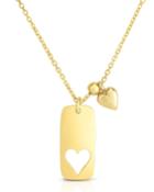 14k Italian Cutout Heart Tag Necklace