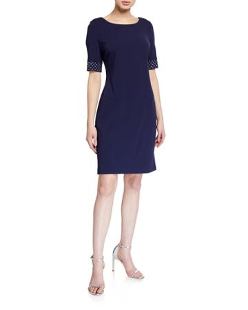 Scuba Crepe Sheath Dress W/ Heat Set