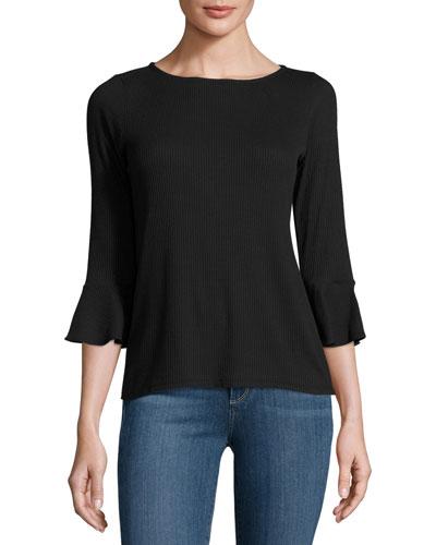 Rib Knit Top W/ruf