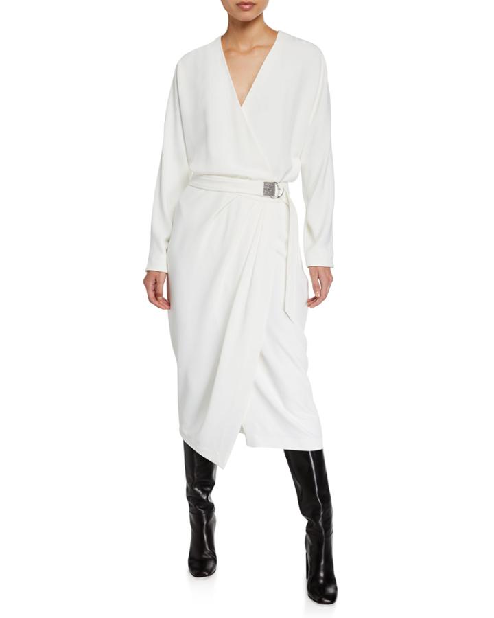 Long-sleeve Dress With Monili D-ring Belt