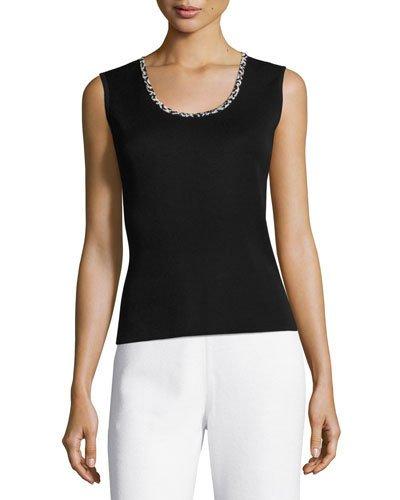 22l Contrast-neck Tank Top, Black