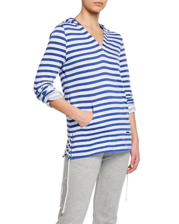 Striped Kangaroo-pocket Hooded