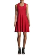 Twirl Sleeveless Knit Dress, Red,