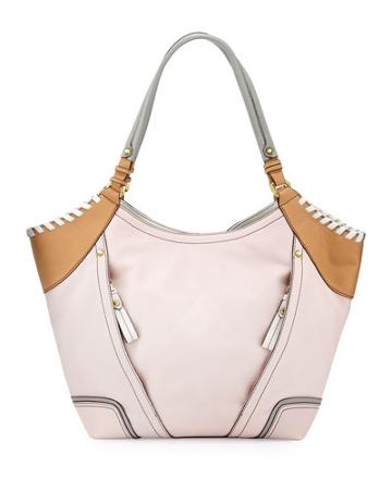 Tegan Leather Shopper Tote Bag, Blush/multi
