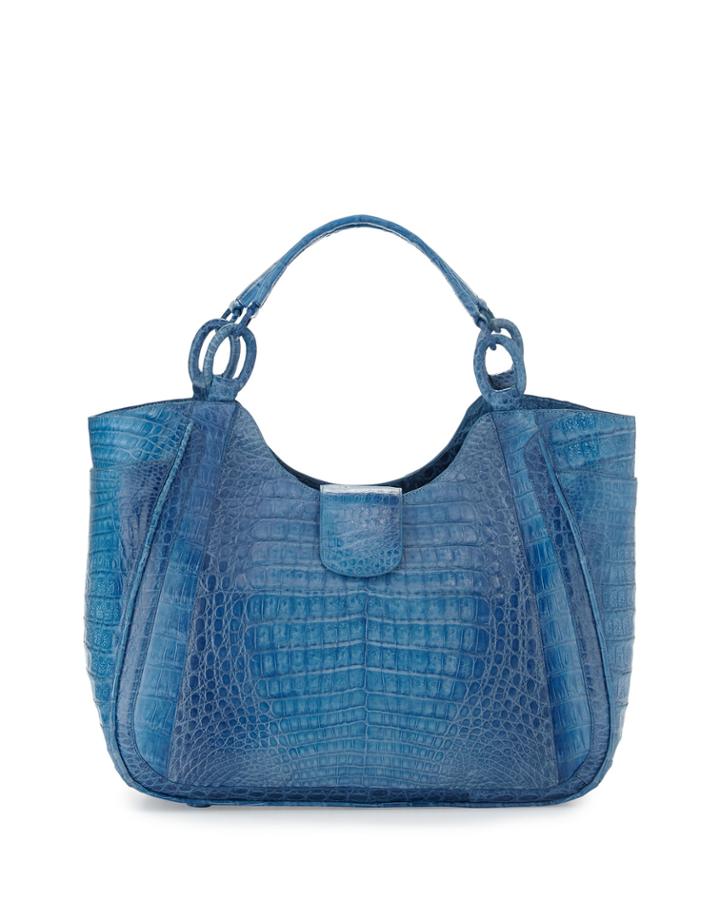 Nancy Gonzalez Medium Dipped Crocodile Tote Bag, Blue, Women's, Blue