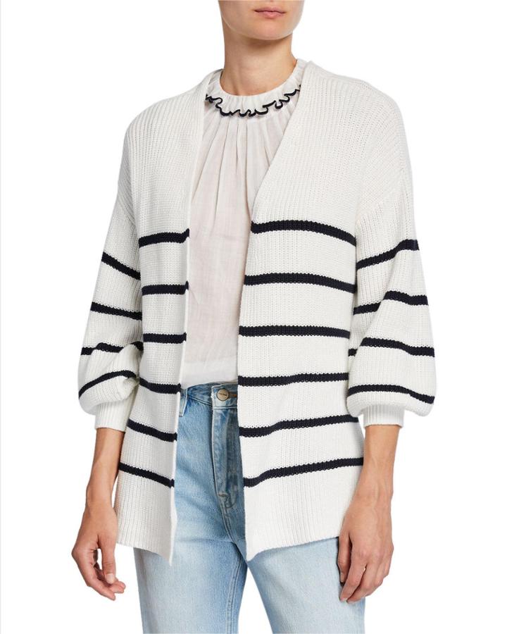 Striped Bishop-sleeve Chunky Wrap