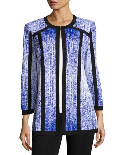 Printed 3/4-sleeve Jacket, Blue/white