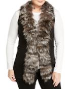 Ribbed Knit Fox-fur Trim Vest,