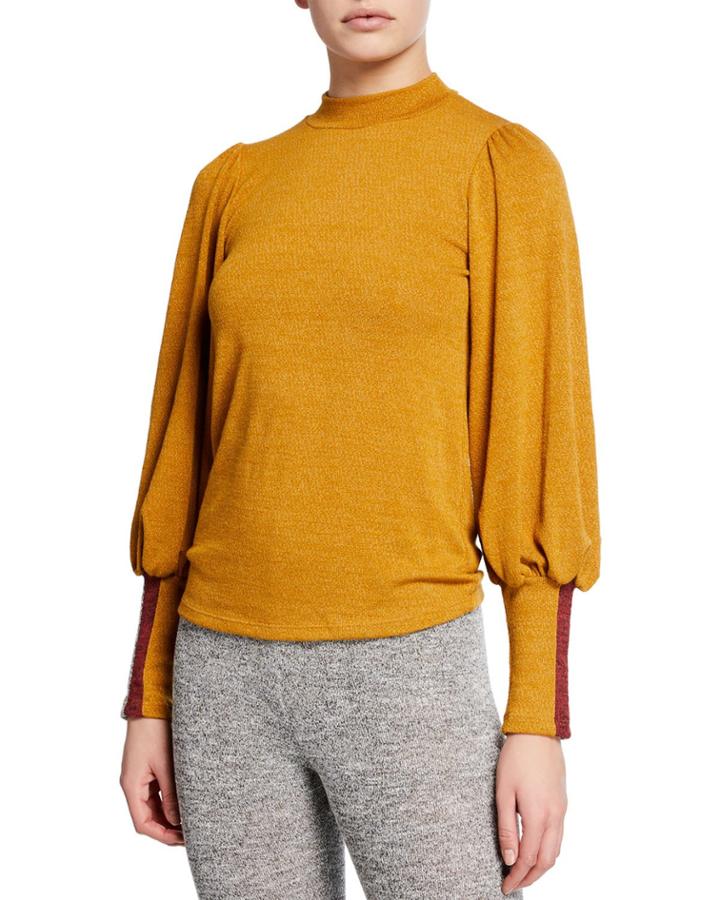 Mock-neck Balloon-sleeve Top