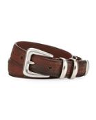 Lizard-embossed Buckle Belt, Cognac