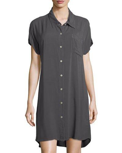 Button-front Dolman-sleeve Dress