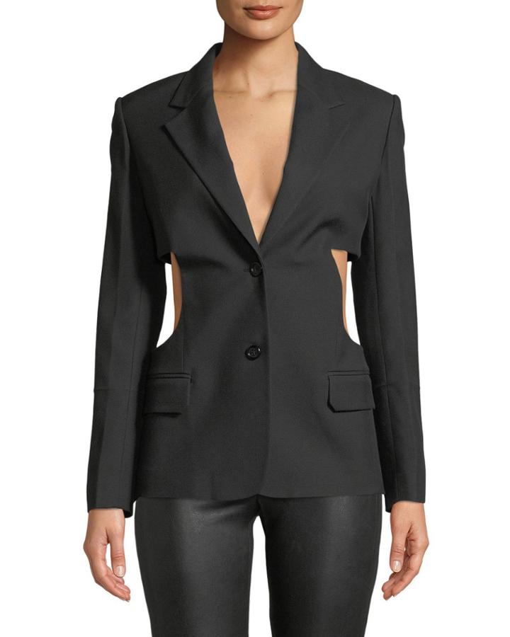 Single-breasted Cutout-sides Canvas Blazer