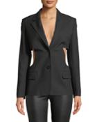 Single-breasted Cutout-sides Canvas Blazer