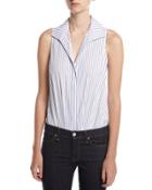 Striped Poplin Bodysuit, White
