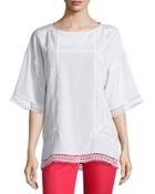 Lace-trim Half-sleeve Top