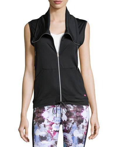 Drawstring-waist Vest, Black
