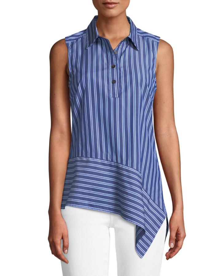 Striped Asymmetrical Sleeveless