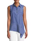 Striped Asymmetrical Sleeveless