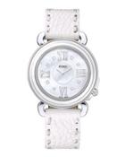 37mm Selleria Diamond Leather Watch, White
