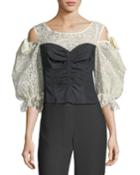 Malorie Pouf-sleeve Corset Top With