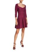 3/4-sleeve Linked Fit-&-flare Dress