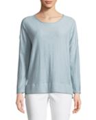 Slub-knit Pullover High-low Tee
