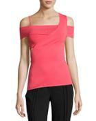 Cold-shoulder Viscose Knit Bandage Top, Pink