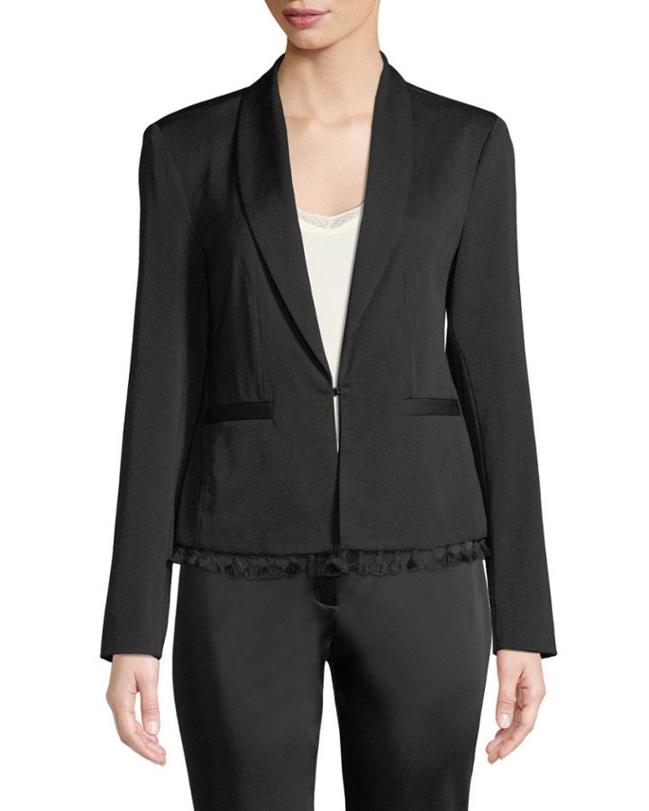 Fringe-hem Blazer Jacket