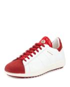 Mr. Moncler Bicolor Low-top Sneaker, White/red