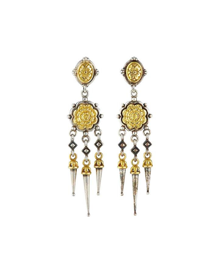 Spiky Triple-dangle Earrings