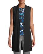 One-button Faux-leather Trim Vest