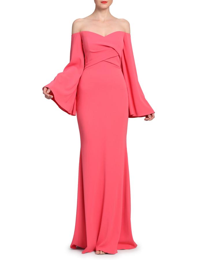 Off-the-shoulder Bell-sleeve Gown