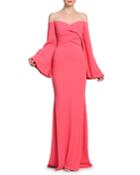 Off-the-shoulder Bell-sleeve Gown