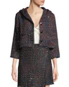 Anya Multicolor Tweed & Sequin Cropped Jacket With Hood