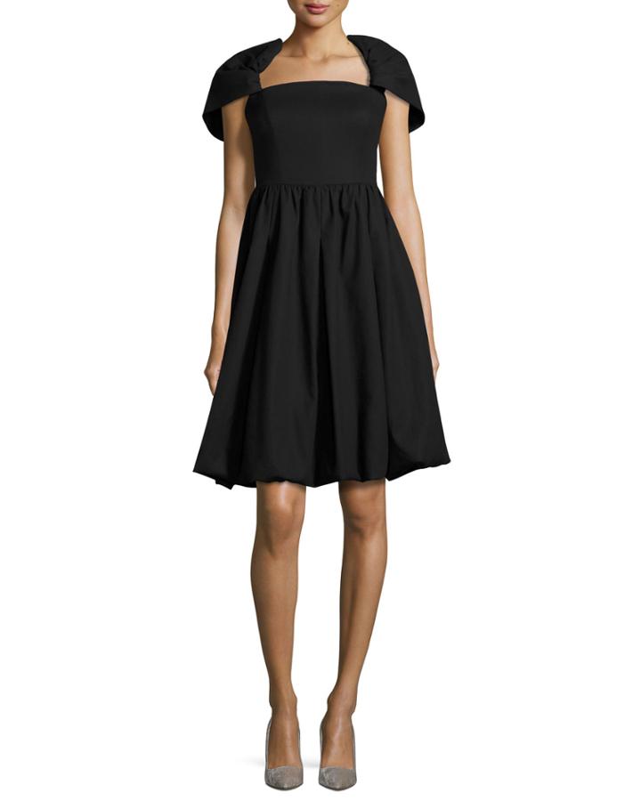 Draped-shoulder Bubble Dress, Black