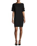 Short-sleeve Stretch Jersey Cocktail Dress, Black
