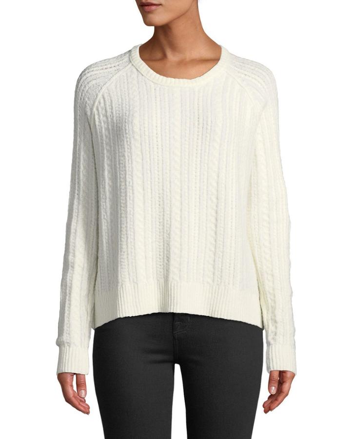 Cotton-blend Cable-knit Crewneck