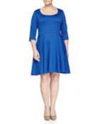 Melissa Masse Stretch Fit-and-flare Jersey Dress, Royal, Women's,