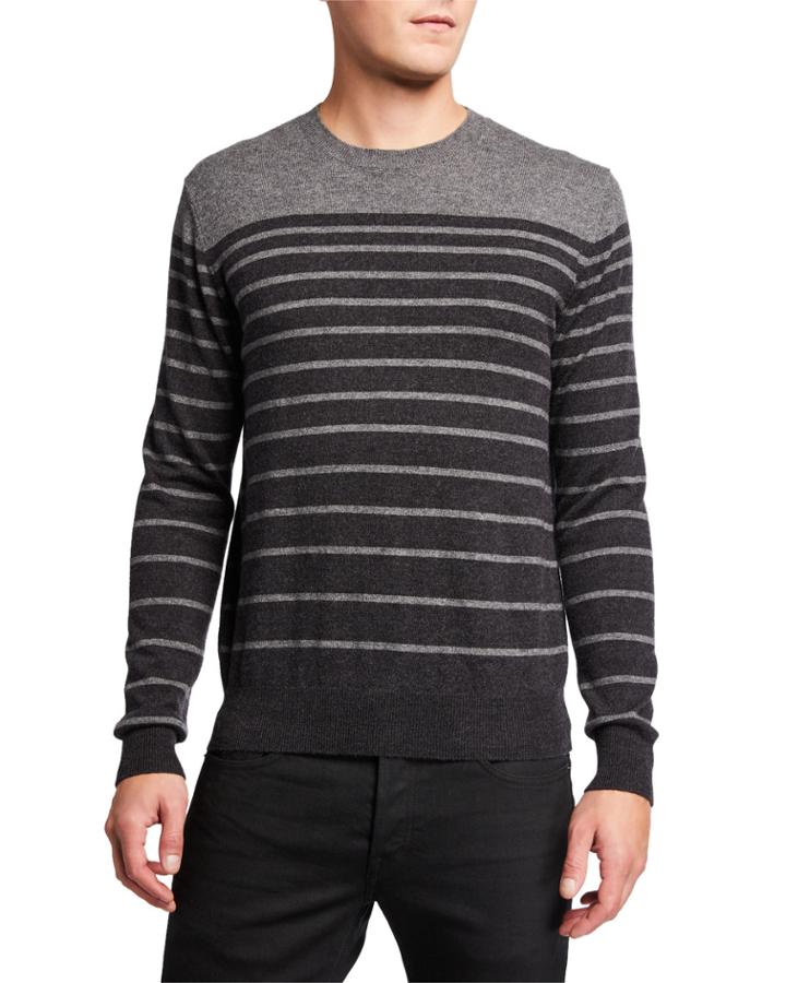 Men's Graduated-stripe Wool-cashmere