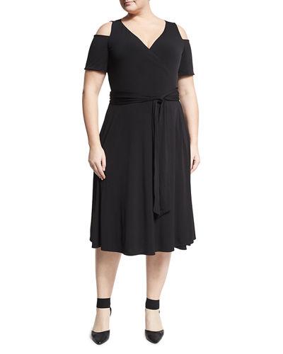 Cold-shoulder Wrap Dress,
