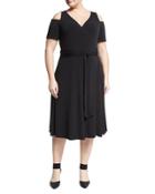Cold-shoulder Wrap Dress,