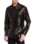Men's Leather Button-front