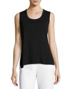 Jewel-neck Knit Tank, Black