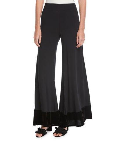 Nastasia Velvet-cuff Wide-leg Pants