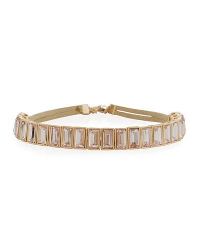 Simple Rectangular Crystal Choker Necklace, Pink