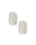 18k White Gold Emerald-cut Diamond Hoop Earrings
