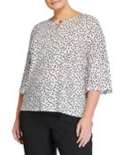 Plus Size Scatter Polka Dot Bell-sleeve Top