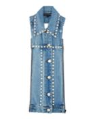 Slate Rhinestone Button-front Denim Dickey